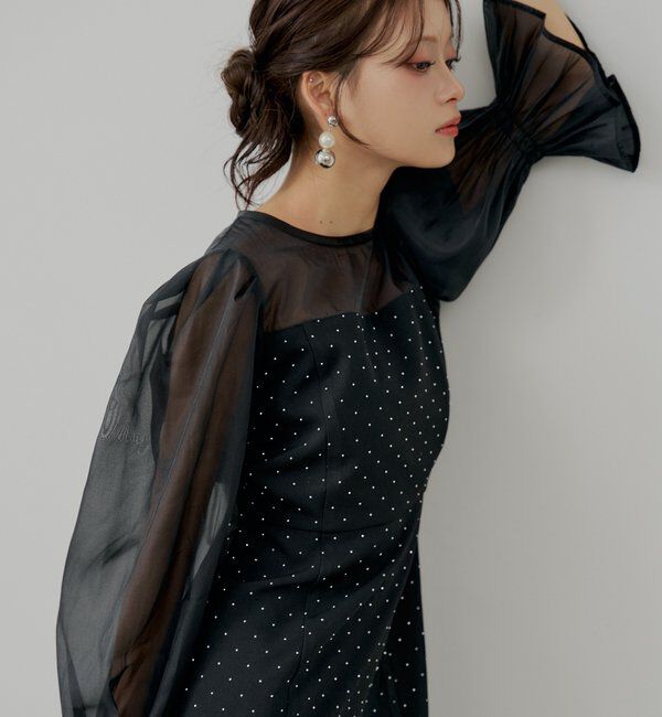  「【SALON by Chico】配色シースルータイトロングドレス/オケージョン」|ドレス|