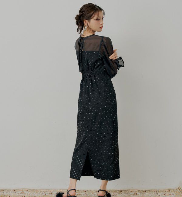  「【SALON by Chico】配色シースルータイトロングドレス/オケージョン」|ドレス|