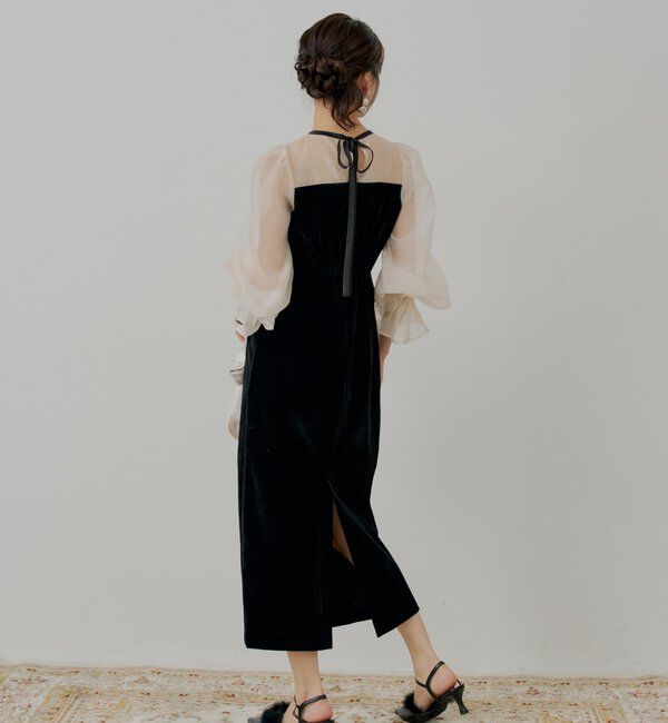  「【SALON by Chico】配色シースルータイトロングドレス/オケージョン」|ドレス|