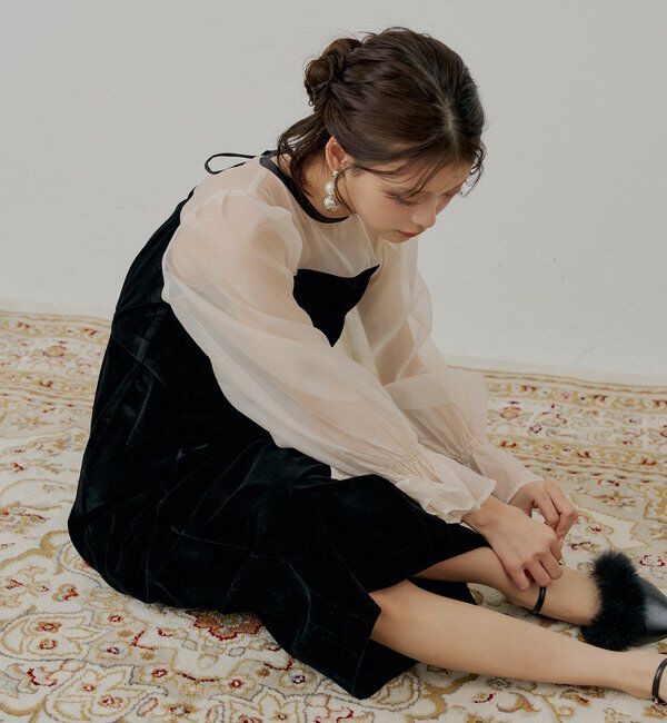  「【SALON by Chico】配色シースルータイトロングドレス/オケージョン」|ドレス|