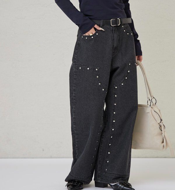  「スタッズダブルニーデニム」|デニム|