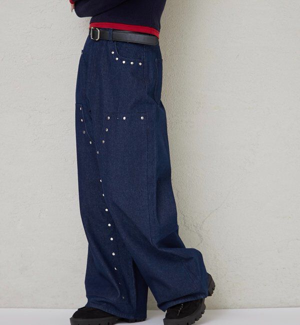  「スタッズダブルニーデニム」|デニム|