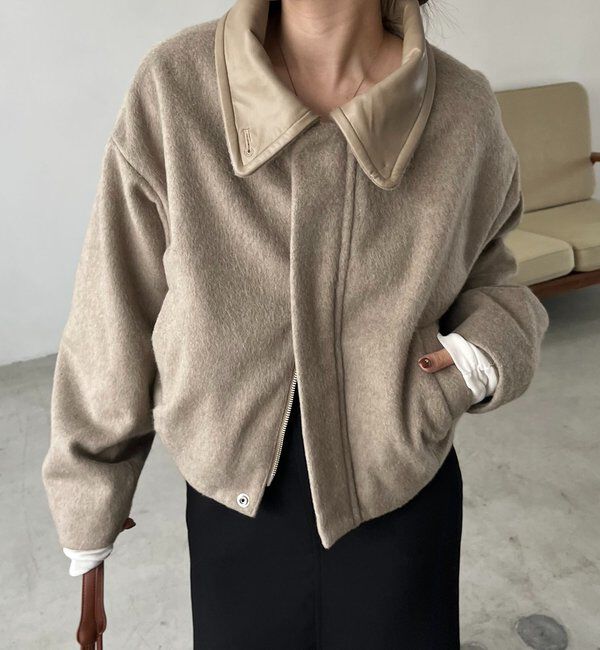  「【2WAYで着用可能】スタンドウールショートコート」|その他|