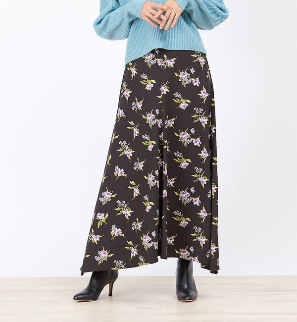 Rouge vif「フラワープリントスカート」|スカート|ブラック