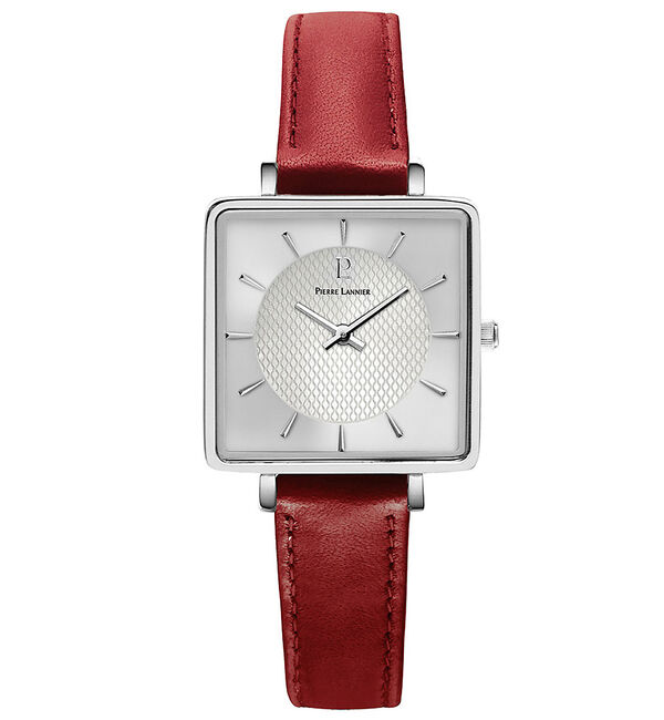 Rouge vif「【PIERRE　LANNIOER】Lecareレザーベルト P007H・P008」|腕時計|ボルドー