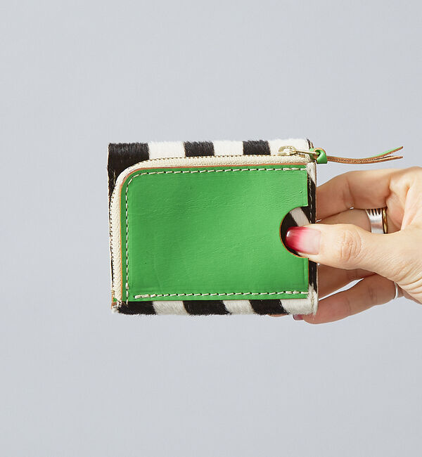 Rouge vif「【MASTER & CO】ミニウォレット / 三つ折り財布 / ハラコ&times; 牛革」|財布|グリーン