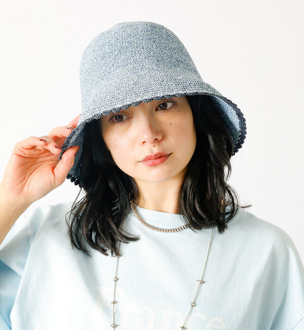 Rouge vif「【Ruben/ルーベン】ウェーブカギアミハット【WEB限定】」|その他|ブルー