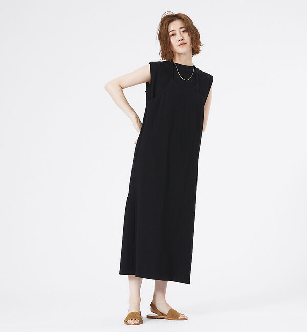 abahouse mavie「【大人のいちまんワンピ】カットリブレイヤード風ワンピ」|ワンピース|ブラック
