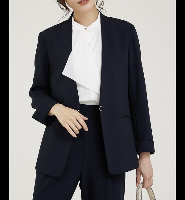 abahouse mavie「【WEB Domani掲載】【エニデイカセット】ノーカラージャケット」|ノーカラージャケット|ダークネイビー