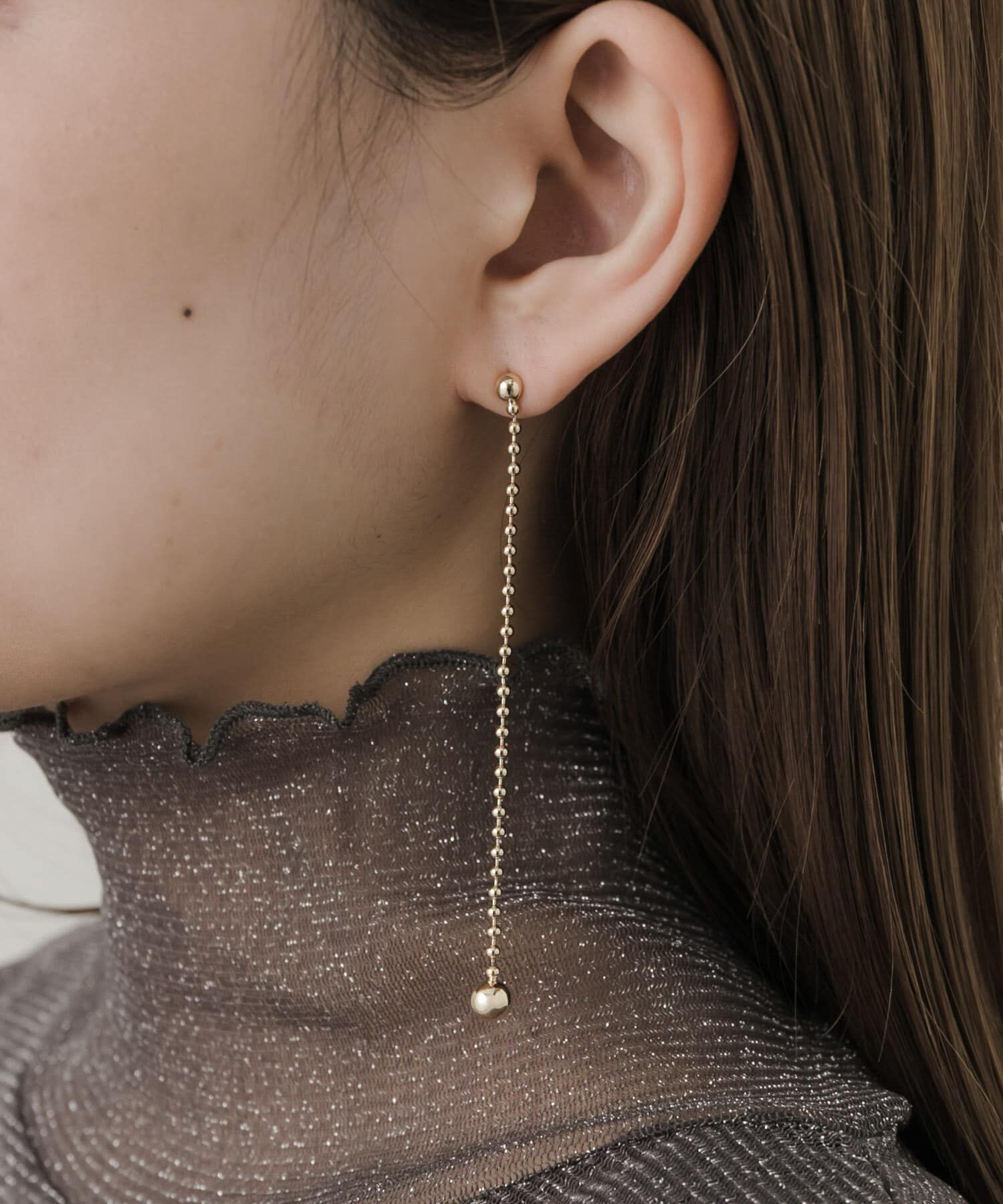 SMELLY「ボールチェーンロングピアス」|ピアス|