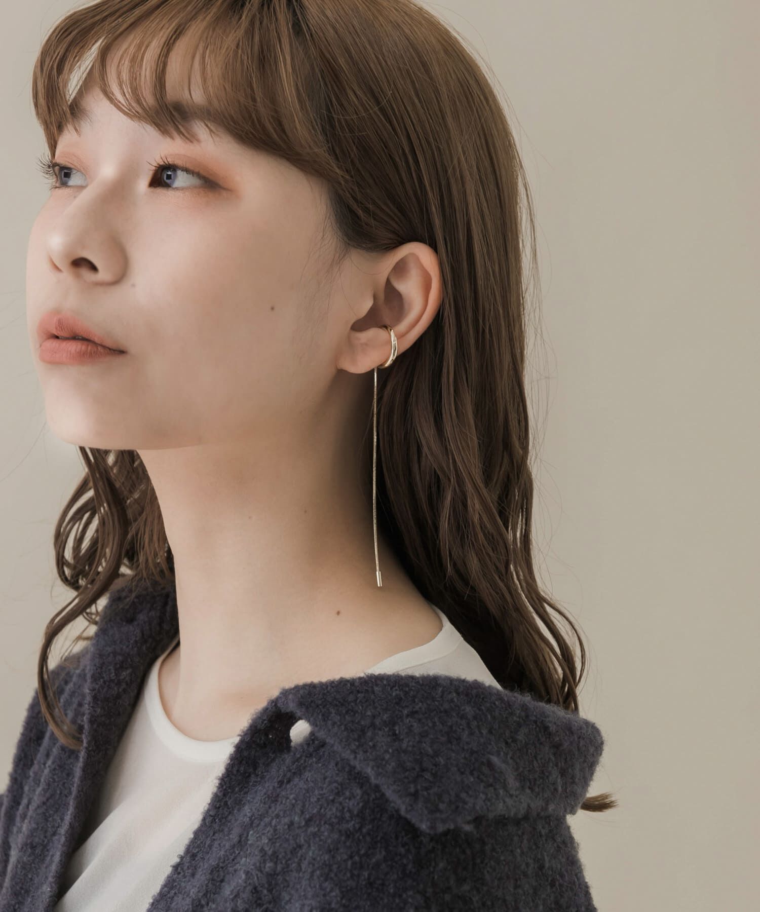 SMELLY「ロングチェーンシンプルイヤカフ」|イヤリング|