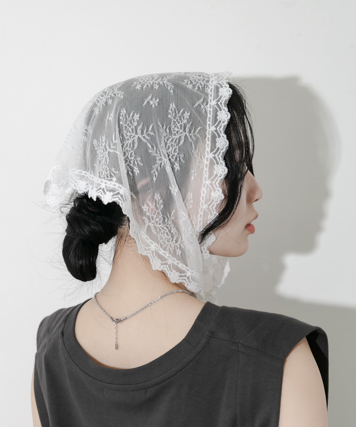 SMELLY「スカラップレースバブーシュカ」|バンダナ・スカーフ|