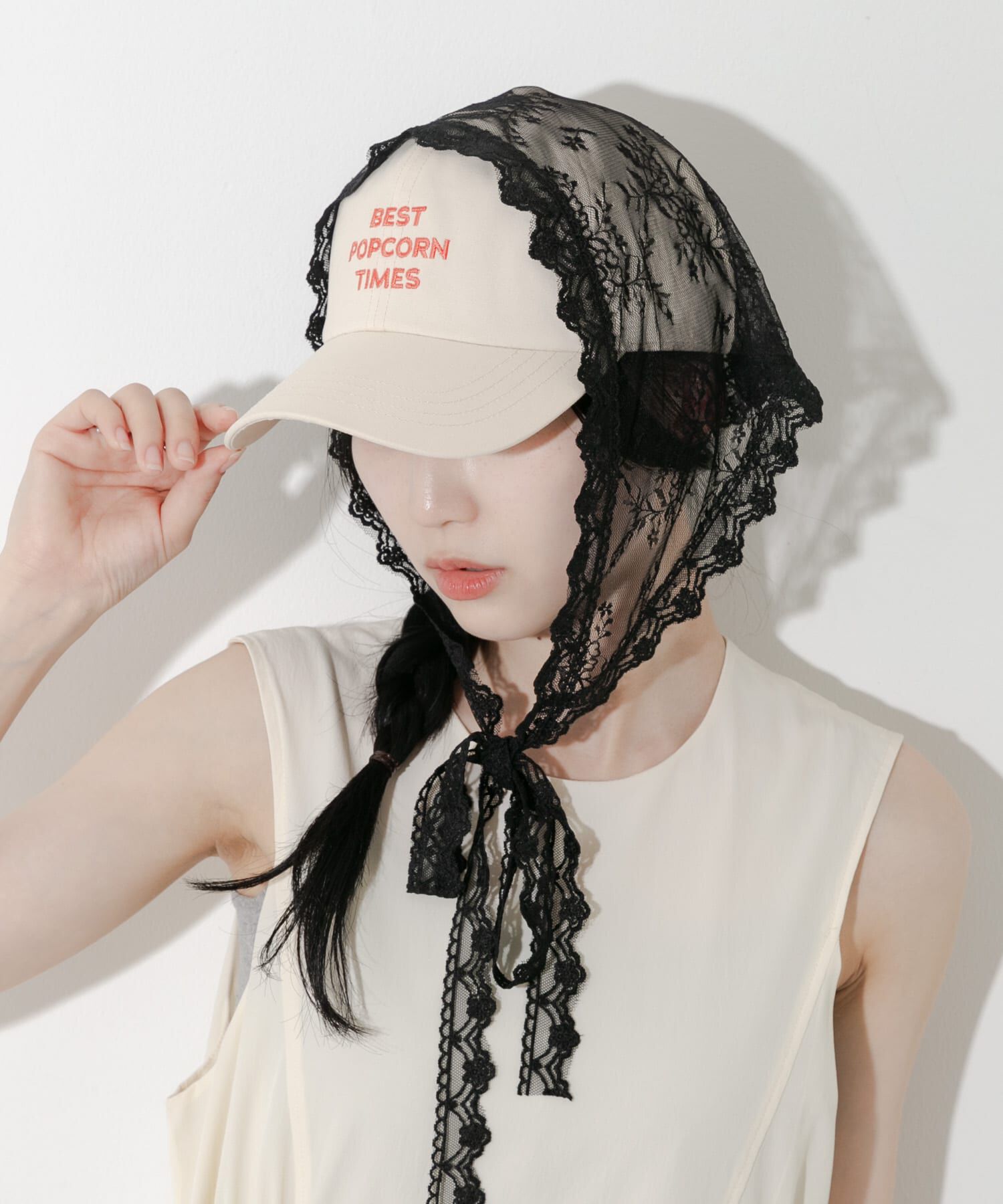 SMELLY「スカラップレースバブーシュカ」|バンダナ・スカーフ|