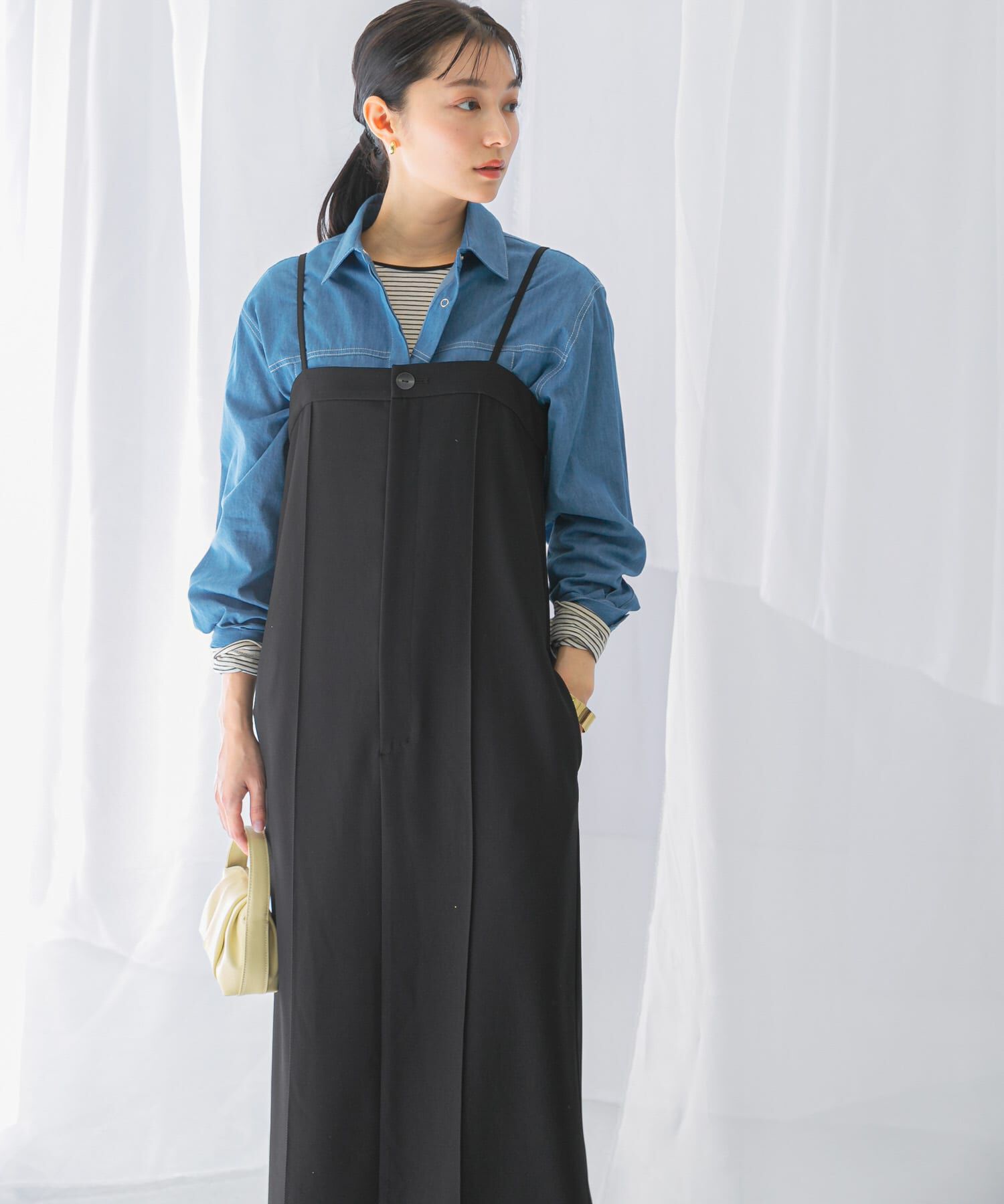 URBAN RESEARCH ROSSO「ストレートベアキャミワンピース」|ワンピース|ブラック