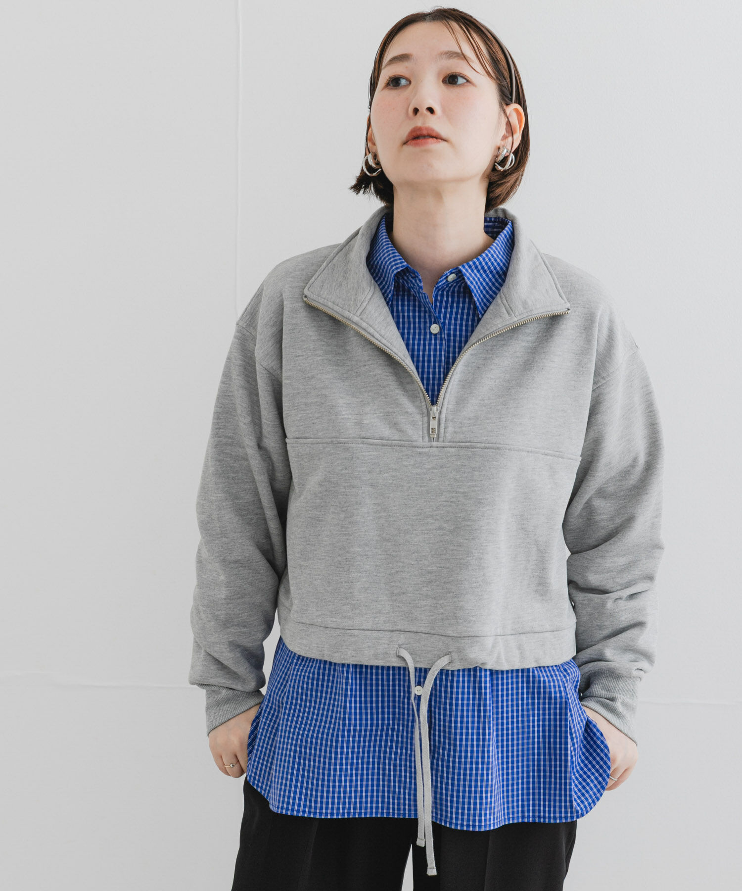 URBAN RESEARCH ROSSO「F by ROSSO　ハーフジップスウェット」|スウェット・ジャージ|グレー