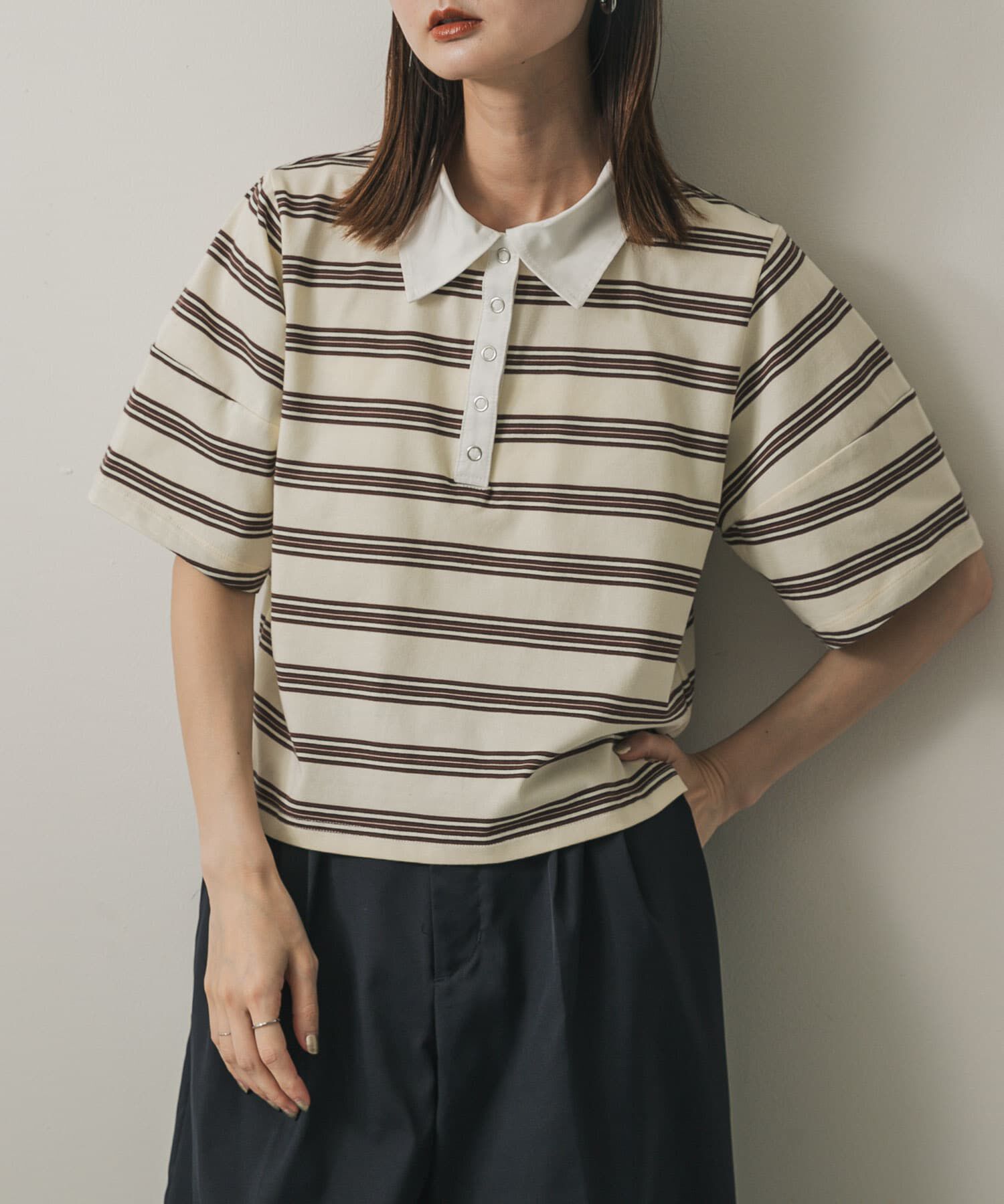 SENSE OF PLACE by URBAN RESEARCH「マルチボーダーカットポロシャツ」|ポロシャツ|ホワイト系その他