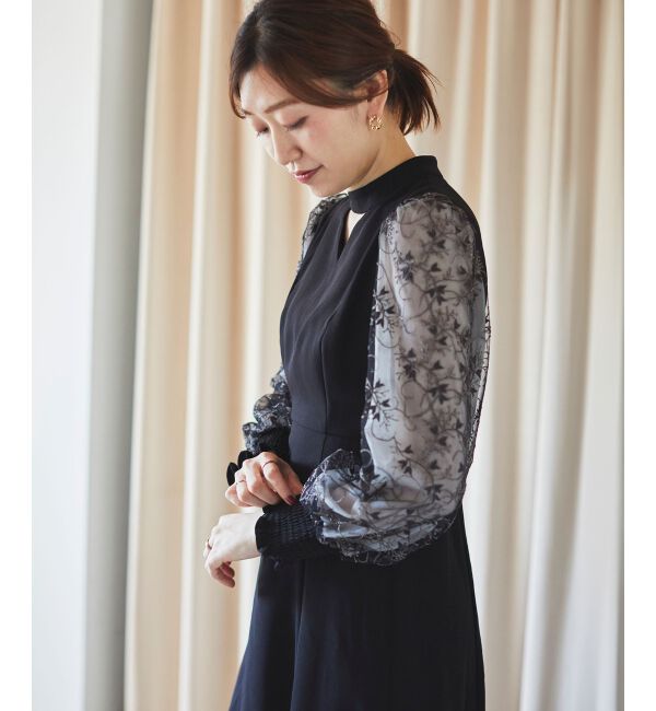 le.coeur blanc「スリーブエンブロイダリードレス」|ドレス|ブラック