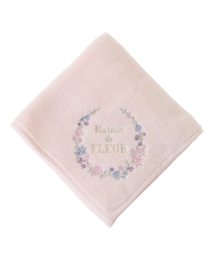 Maison de FLEUR「フラワーフレーム刺繍タオルハンカチ」|ハンカチ|