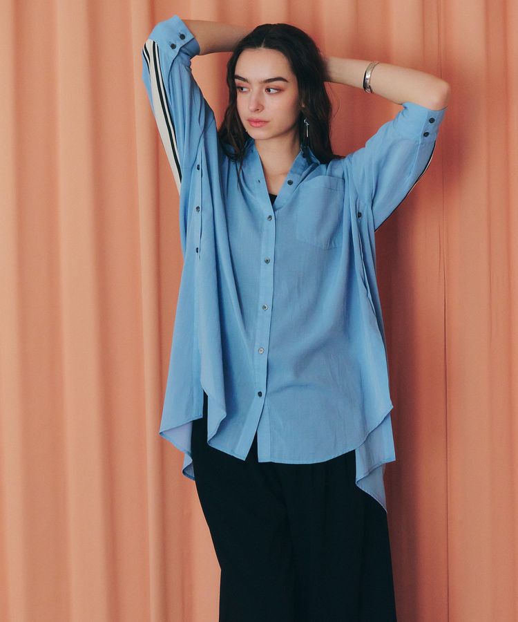 Editt by YECCA VECCA「リブMIXシアースリットオーバーシャツ」|シャツ・ブラウス|