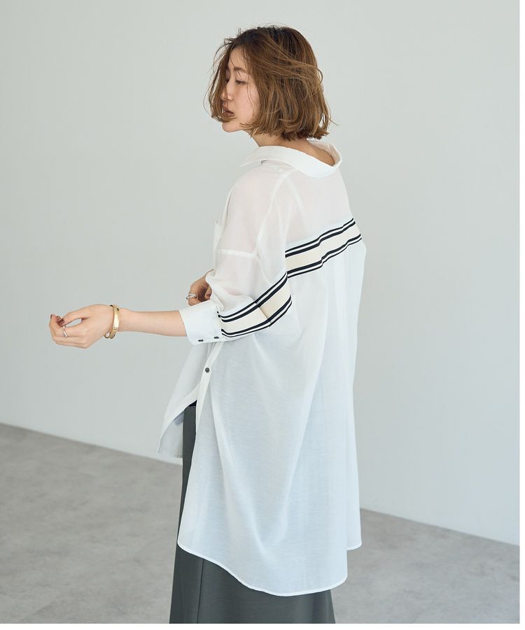 Editt by YECCA VECCA「リブMIXシアースリットオーバーシャツ」|シャツ・ブラウス|