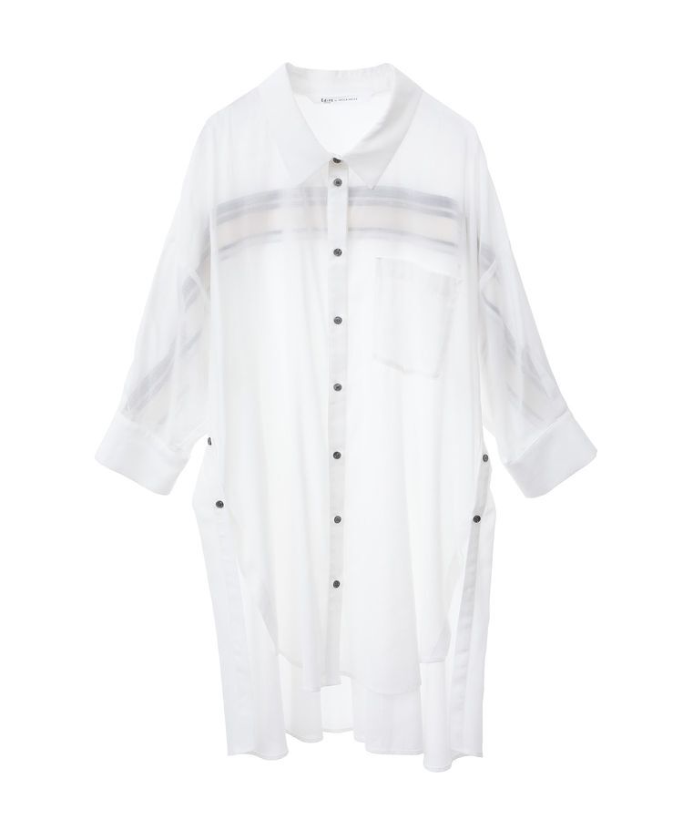 Editt by YECCA VECCA「リブMIXシアースリットオーバーシャツ」|シャツ・ブラウス|