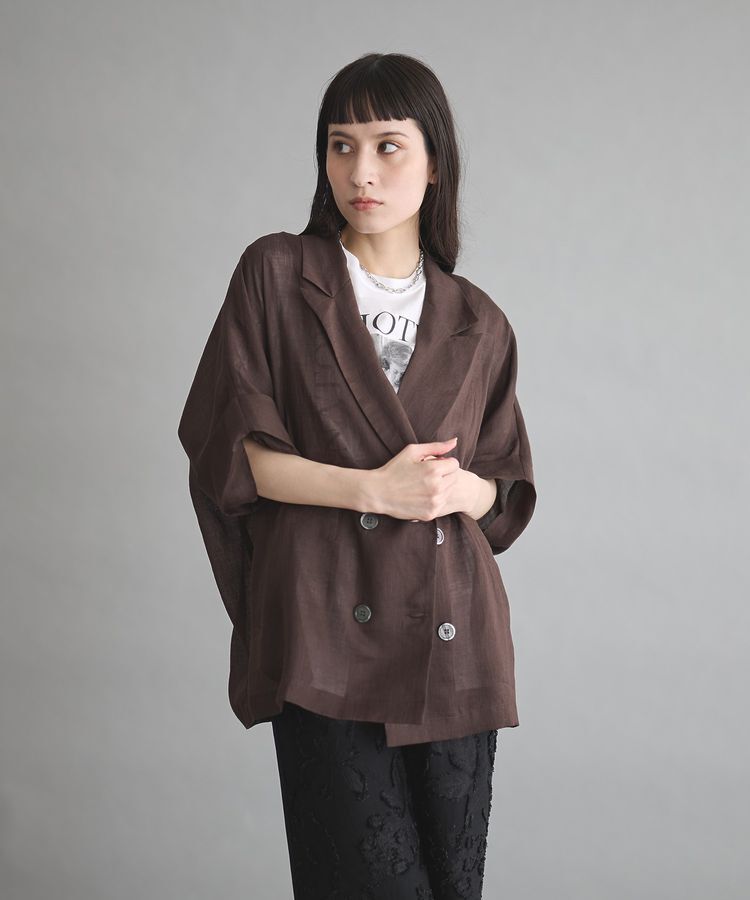 GARAGE OF GOOD CLOTHING「リネン半袖ジャケット」|テーラードジャケット|Brown