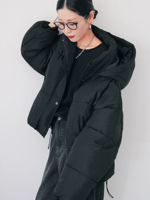 Samansa Mos2 blue「裾ラウンド中綿ブルゾン」|ブルゾン・スタジャン|ブラック