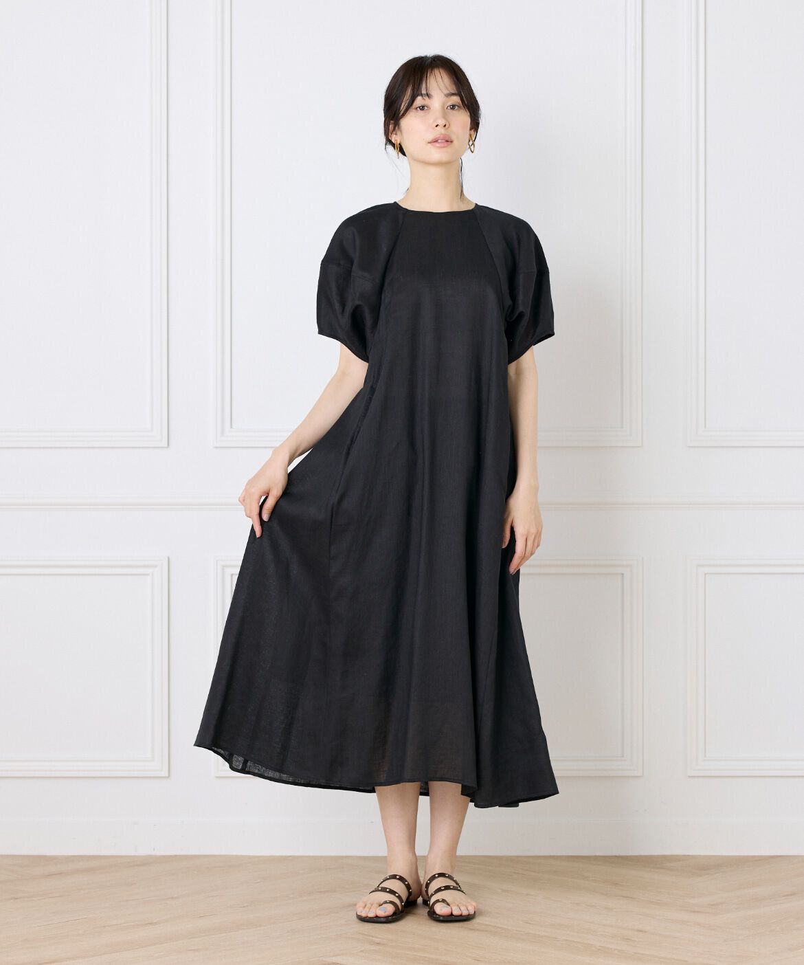 INED「《WEB限定》ボリュームスリーブリネンワンピース」|ワンピース|