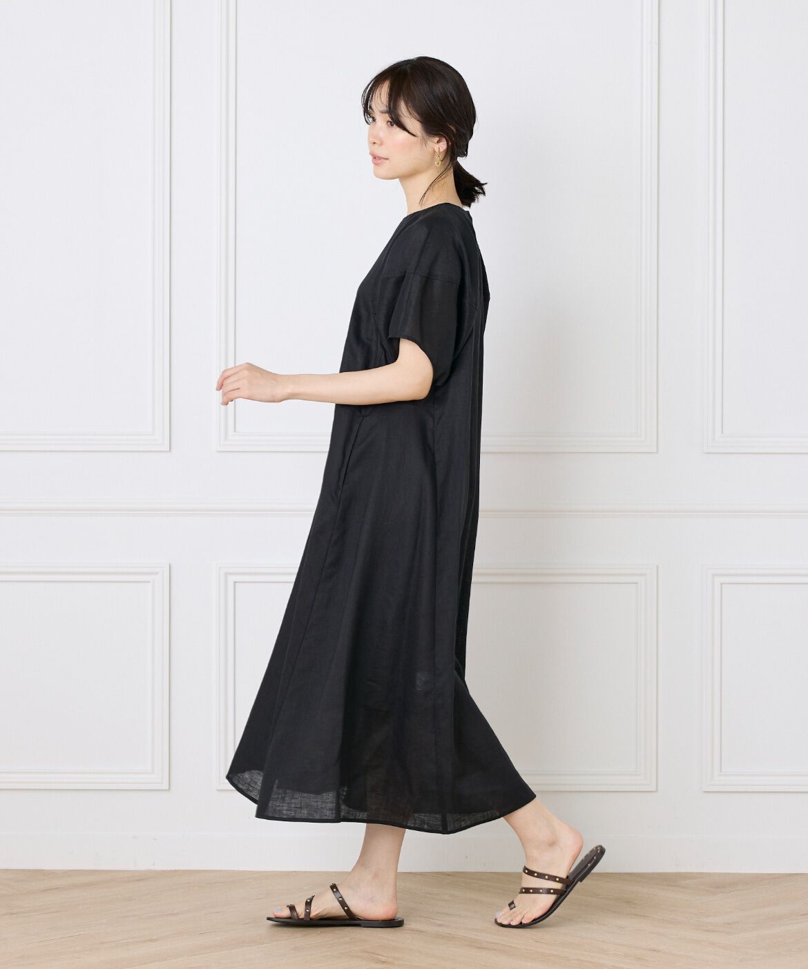 INED「《WEB限定》ボリュームスリーブリネンワンピース」|ワンピース|