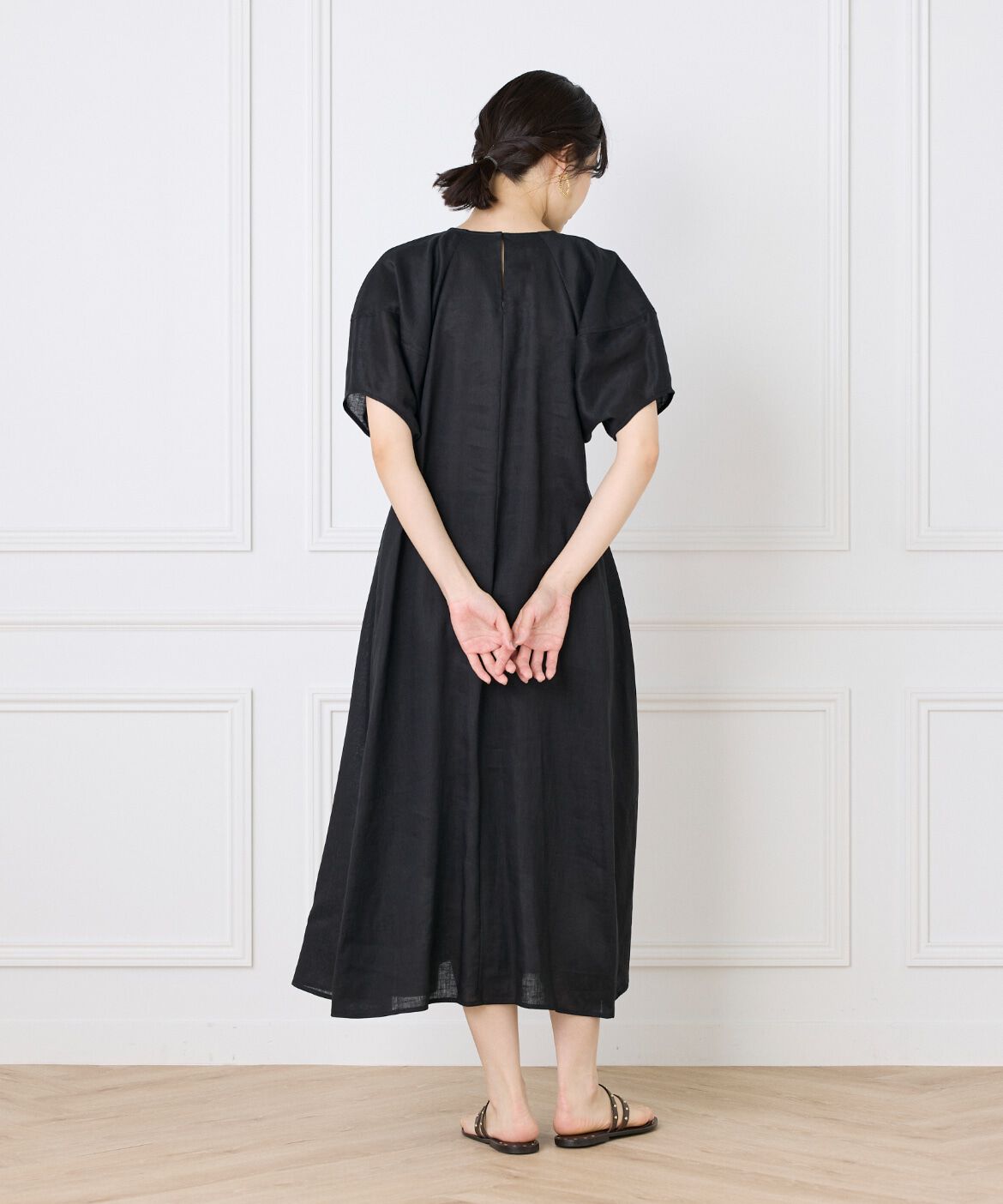 INED「《WEB限定》ボリュームスリーブリネンワンピース」|ワンピース|