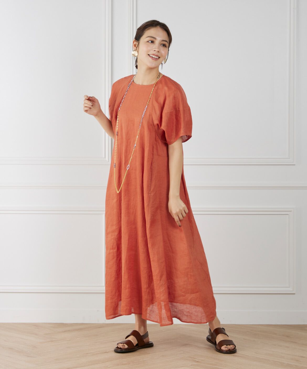 INED「《WEB限定》ボリュームスリーブリネンワンピース」|ワンピース|