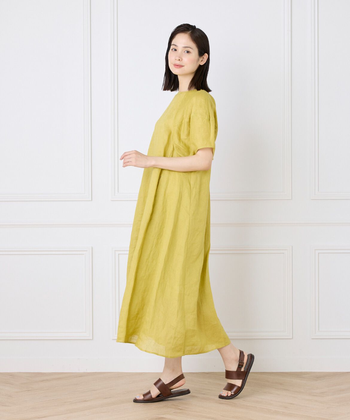 INED「《WEB限定》ボリュームスリーブリネンワンピース」|ワンピース|