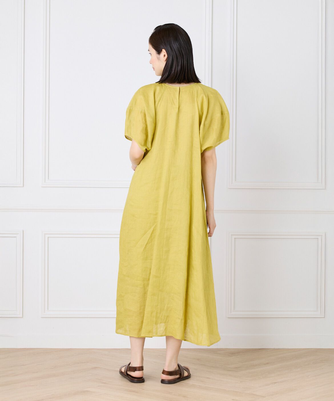 INED「《WEB限定》ボリュームスリーブリネンワンピース」|ワンピース|