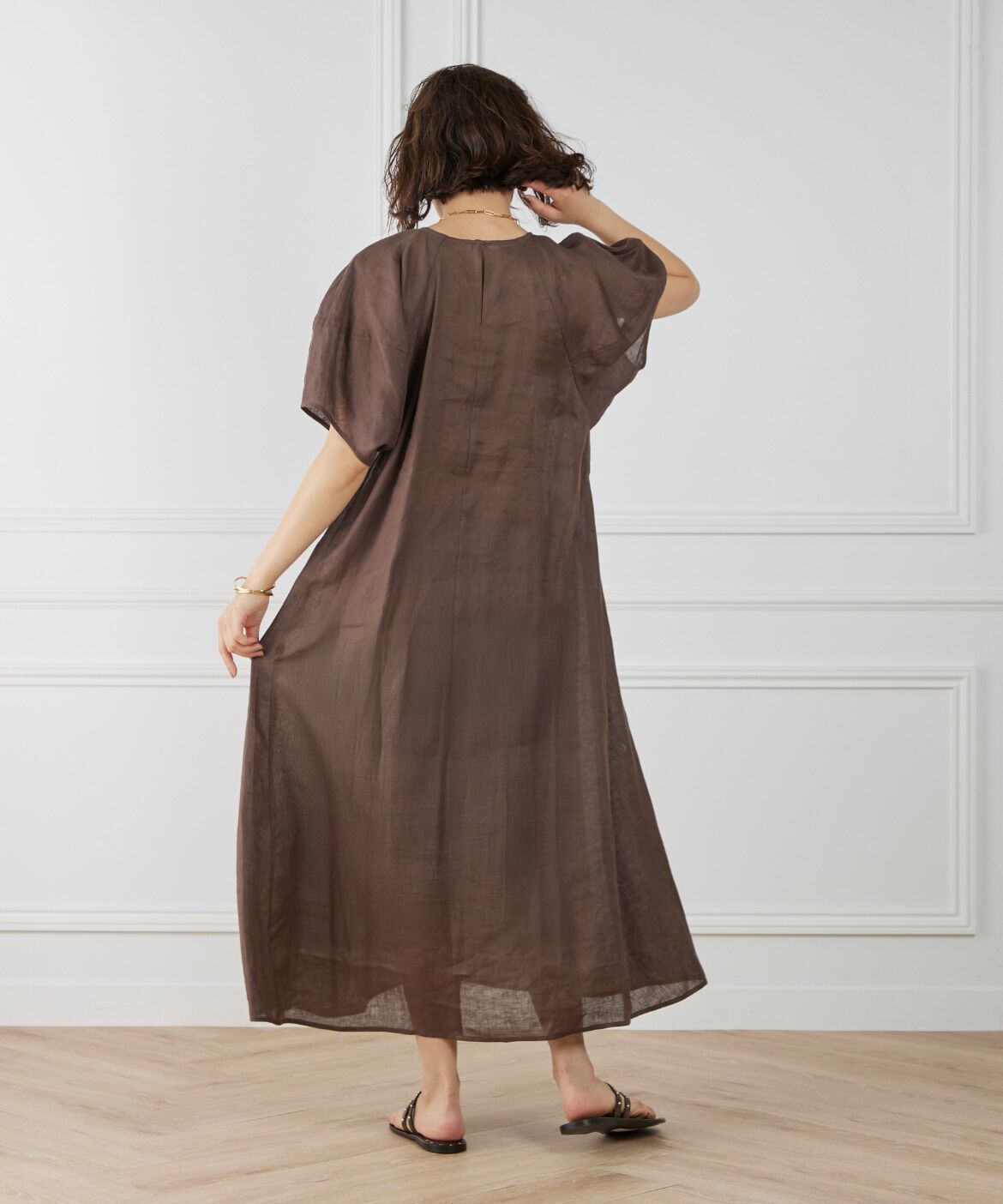 INED「《WEB限定》ボリュームスリーブリネンワンピース」|ワンピース|