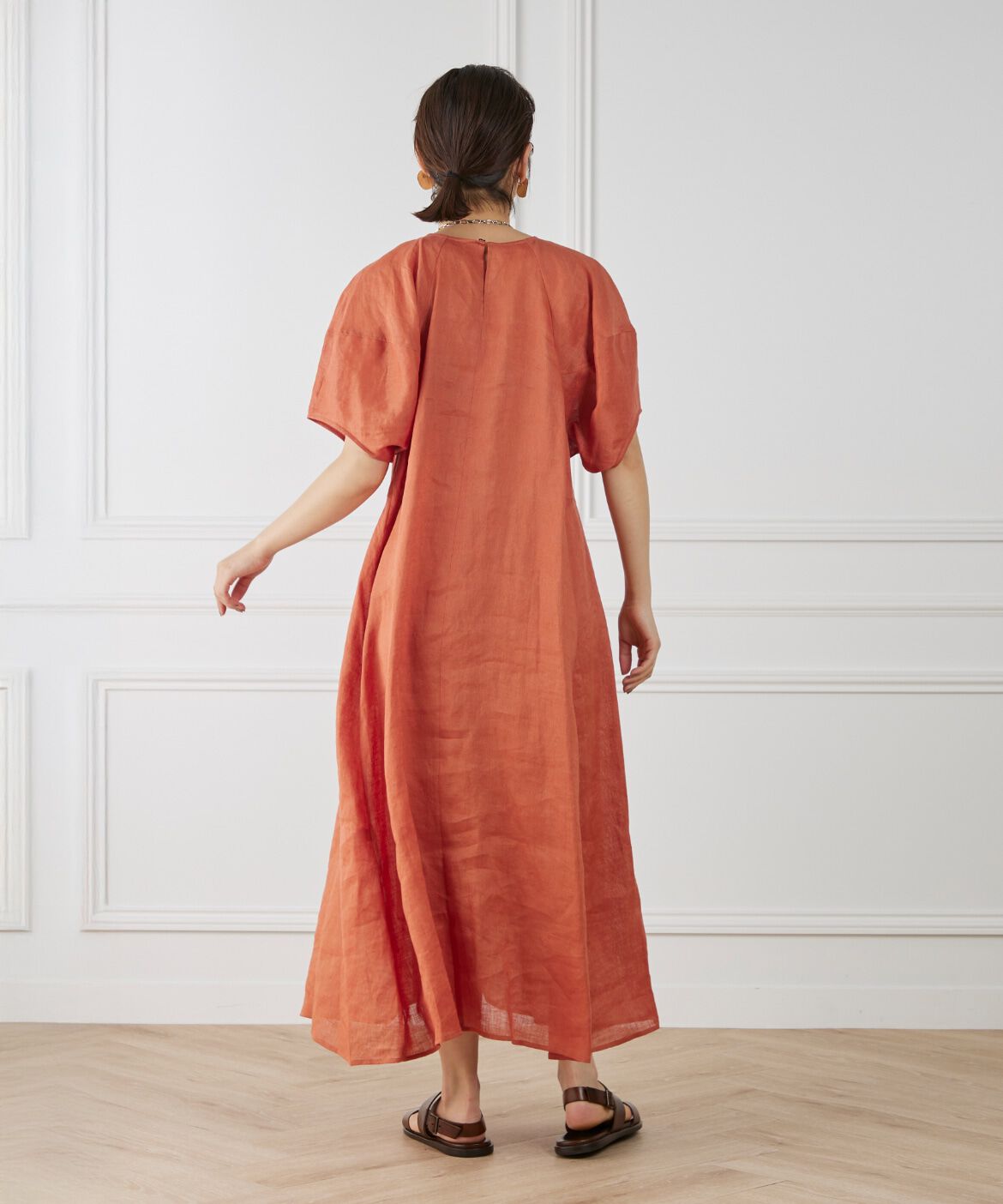 INED「《WEB限定》ボリュームスリーブリネンワンピース」|ワンピース|