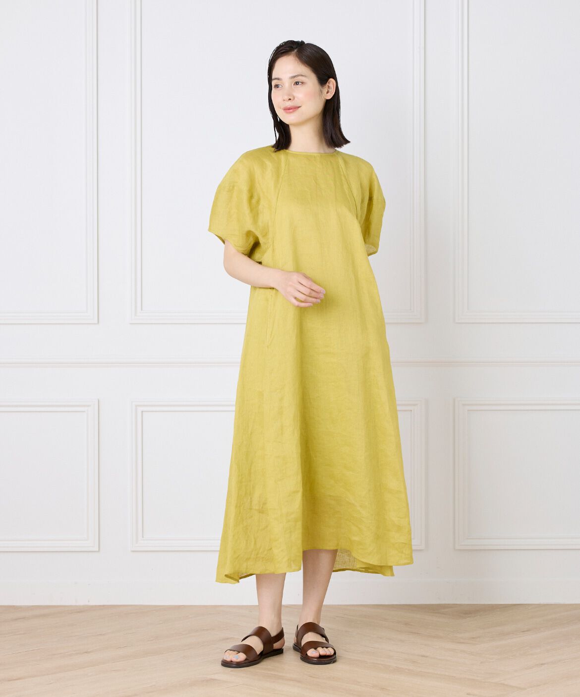 INED「《WEB限定》ボリュームスリーブリネンワンピース」|ワンピース|