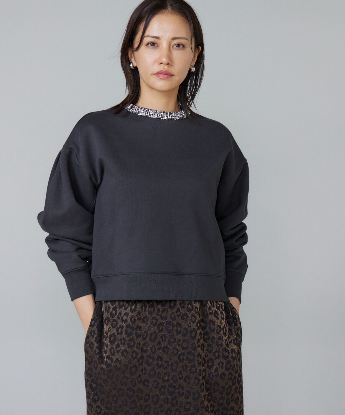 Le Souk「ビジュー衿裏毛プルオーバー」|スウェット・ジャージ|スミクロ5