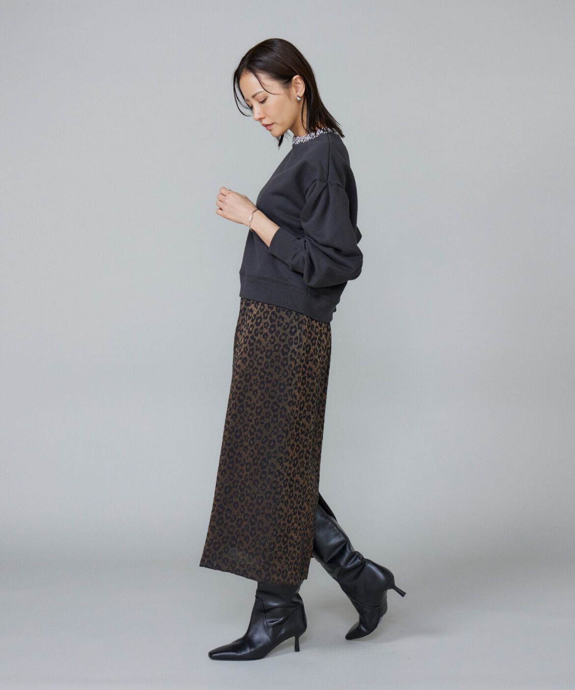 Le Souk「ビジュー衿裏毛プルオーバー」|スウェット・ジャージ|