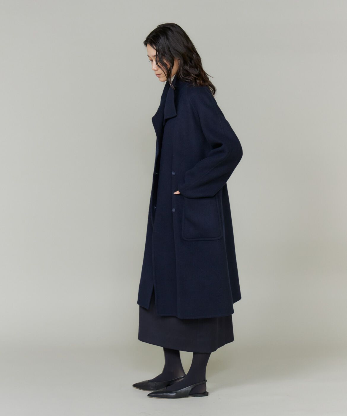 INED「スタンドカラーコート　」|ステンカラーコート|