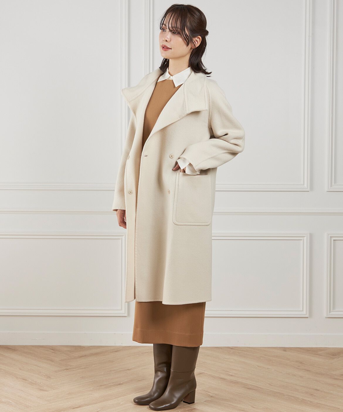 INED「スタンドカラーコート　」|ステンカラーコート|