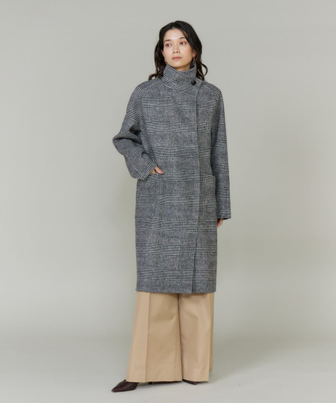 INED「スタンドカラーコート　」|ステンカラーコート|