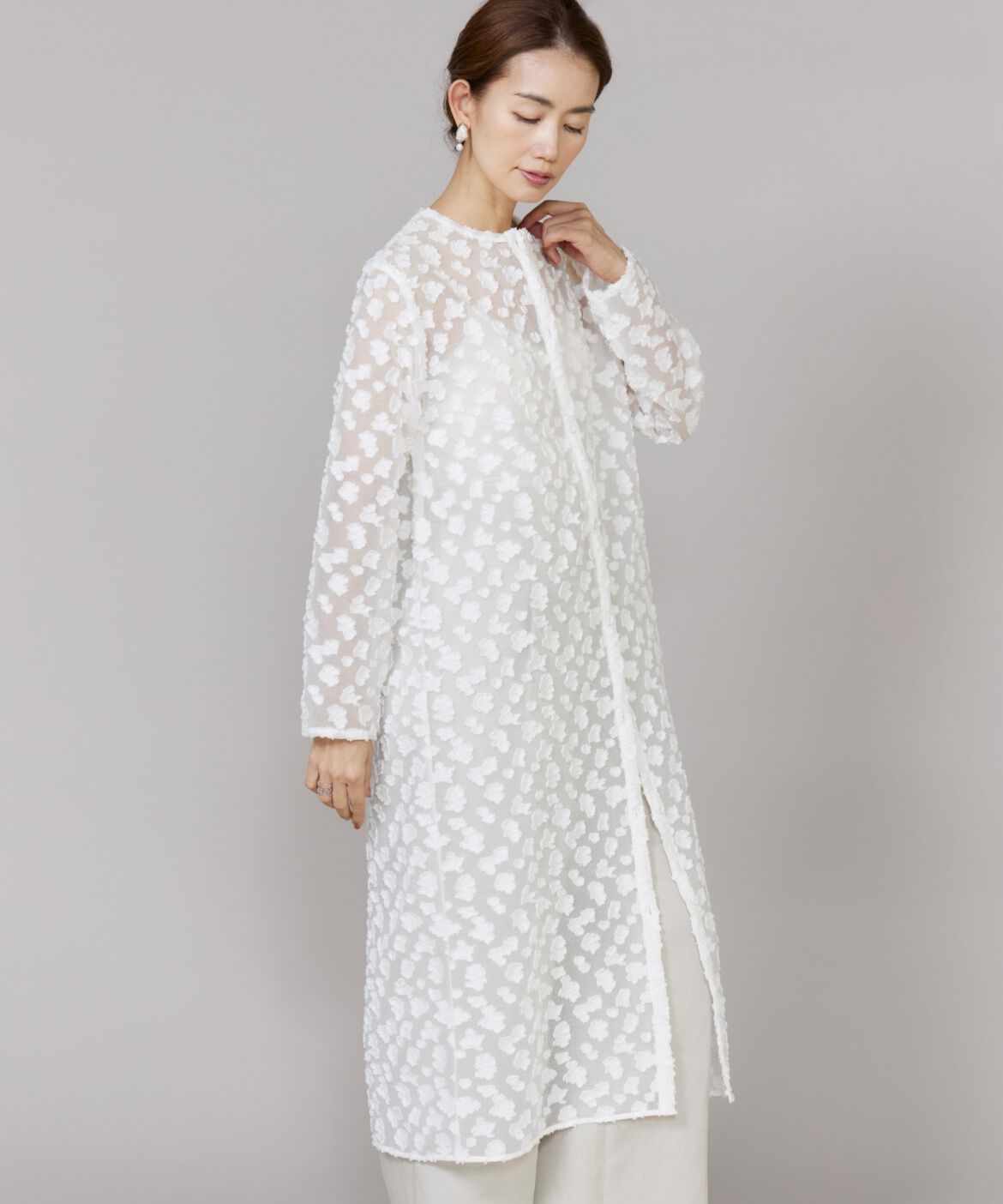 Le Souk「カットジャカードワンピース」|ワンピース|ホワイト