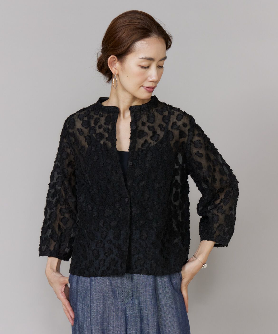 Le Souk「《大きいサイズ》カットジャカードブラウス」|シャツ・ブラウス|