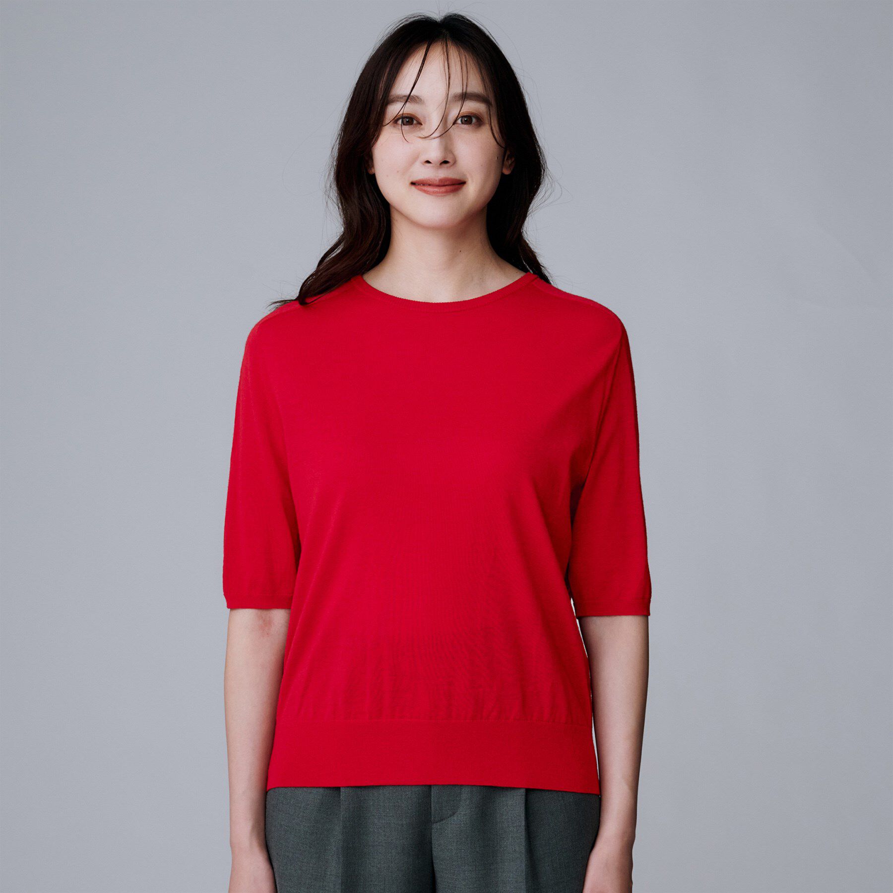 UNTITLED「【アンサンブル可/六分袖/洗える】ウールシルクニット」|ニット・セーター|