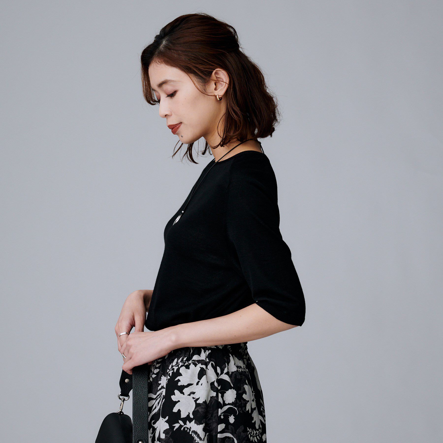 UNTITLED「【アンサンブル可/六分袖/洗える】ウールシルクニット」|ニット・セーター|