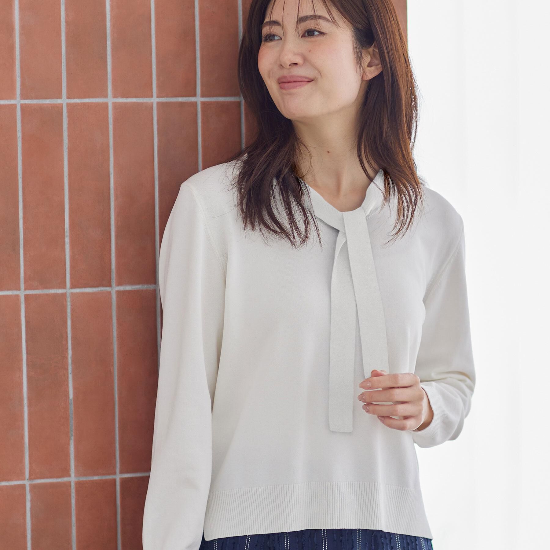 Reflect「ハイゲージボウタイニット」|ニット・セーター|オフホワイト(003