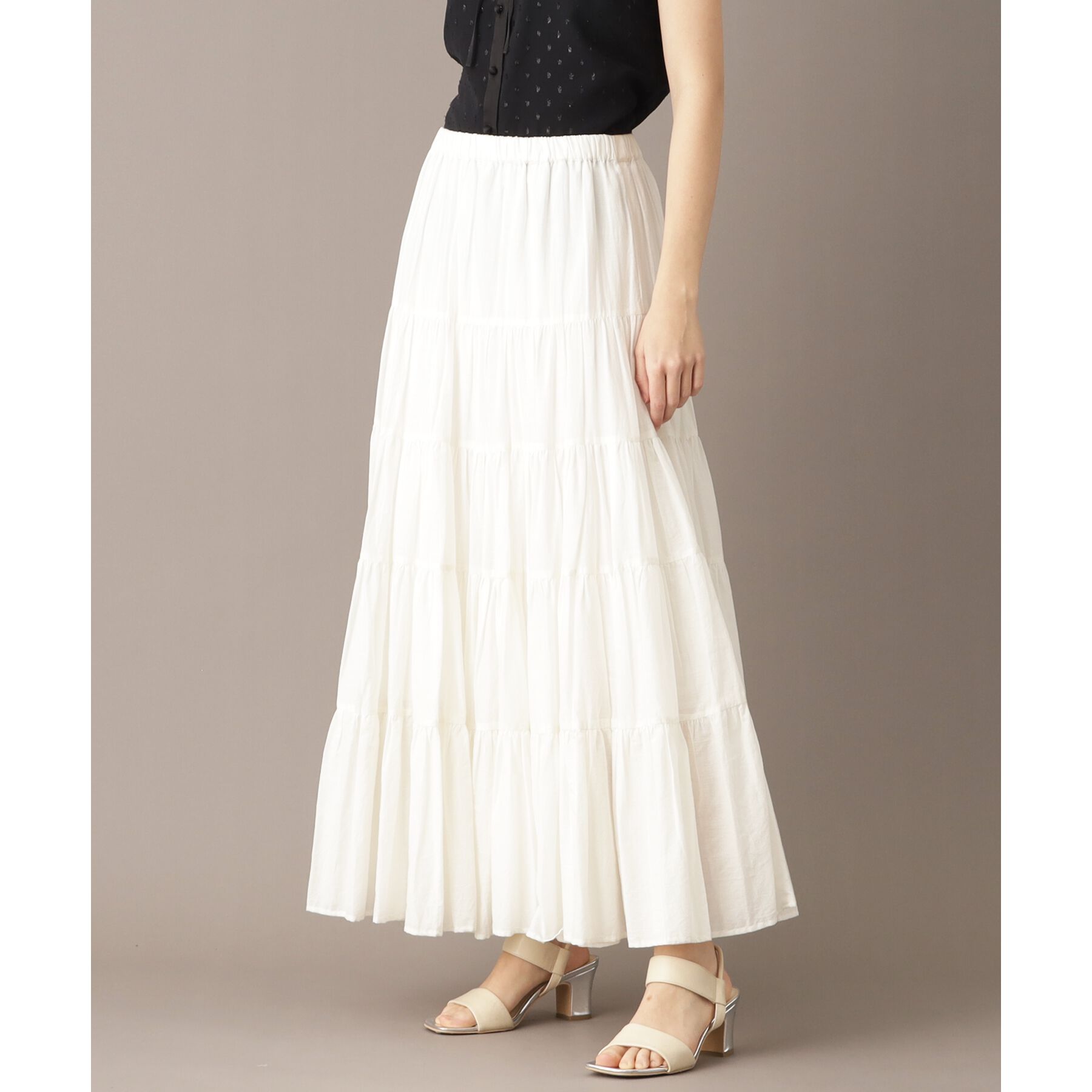 DRESSTERIOR「【大人百花春号掲載 モデル美香さん着用】洗える/コットンボイルティアードスカート」|スカート|