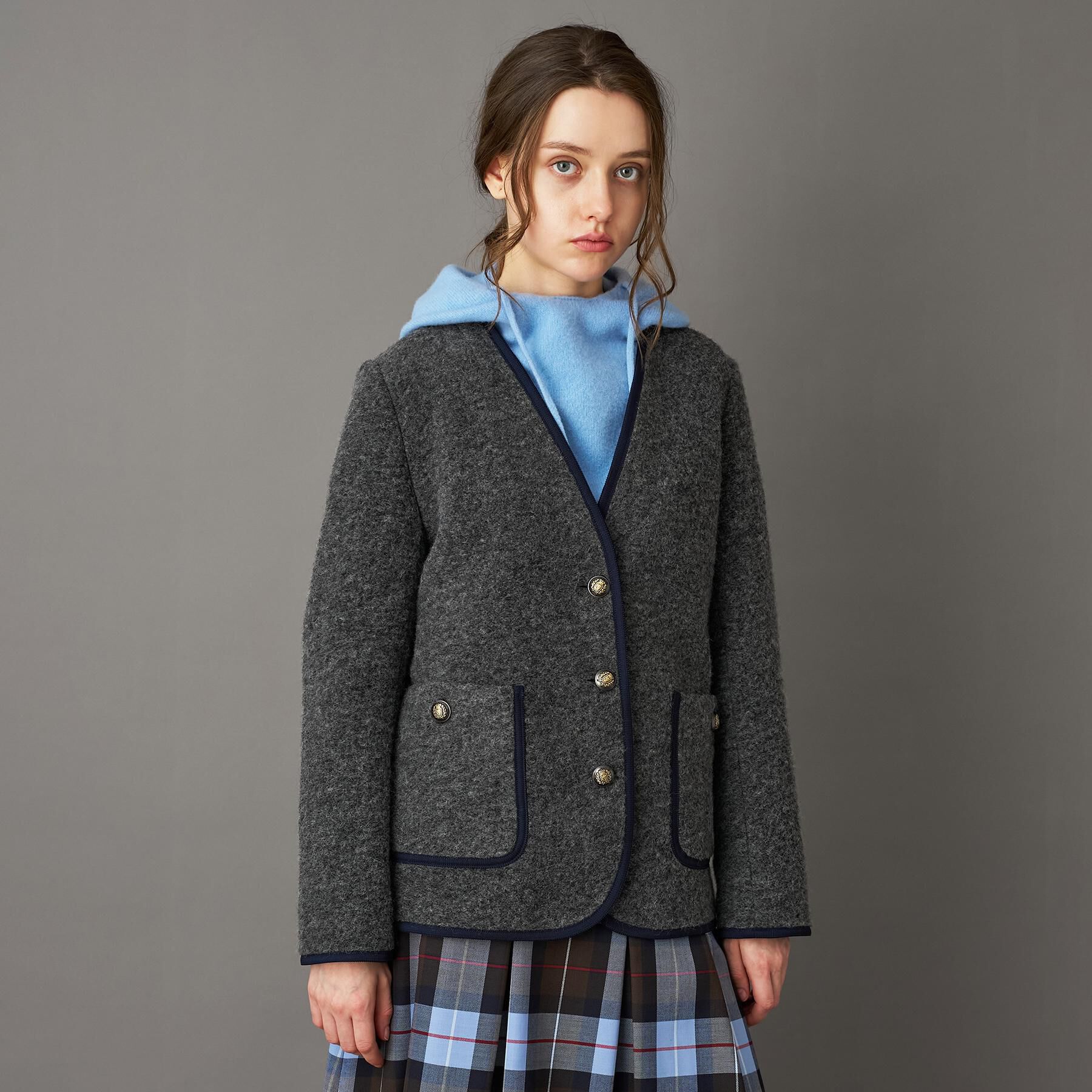 DRESSTERIOR「チロリアンニットジャケット」|ノーカラージャケット|