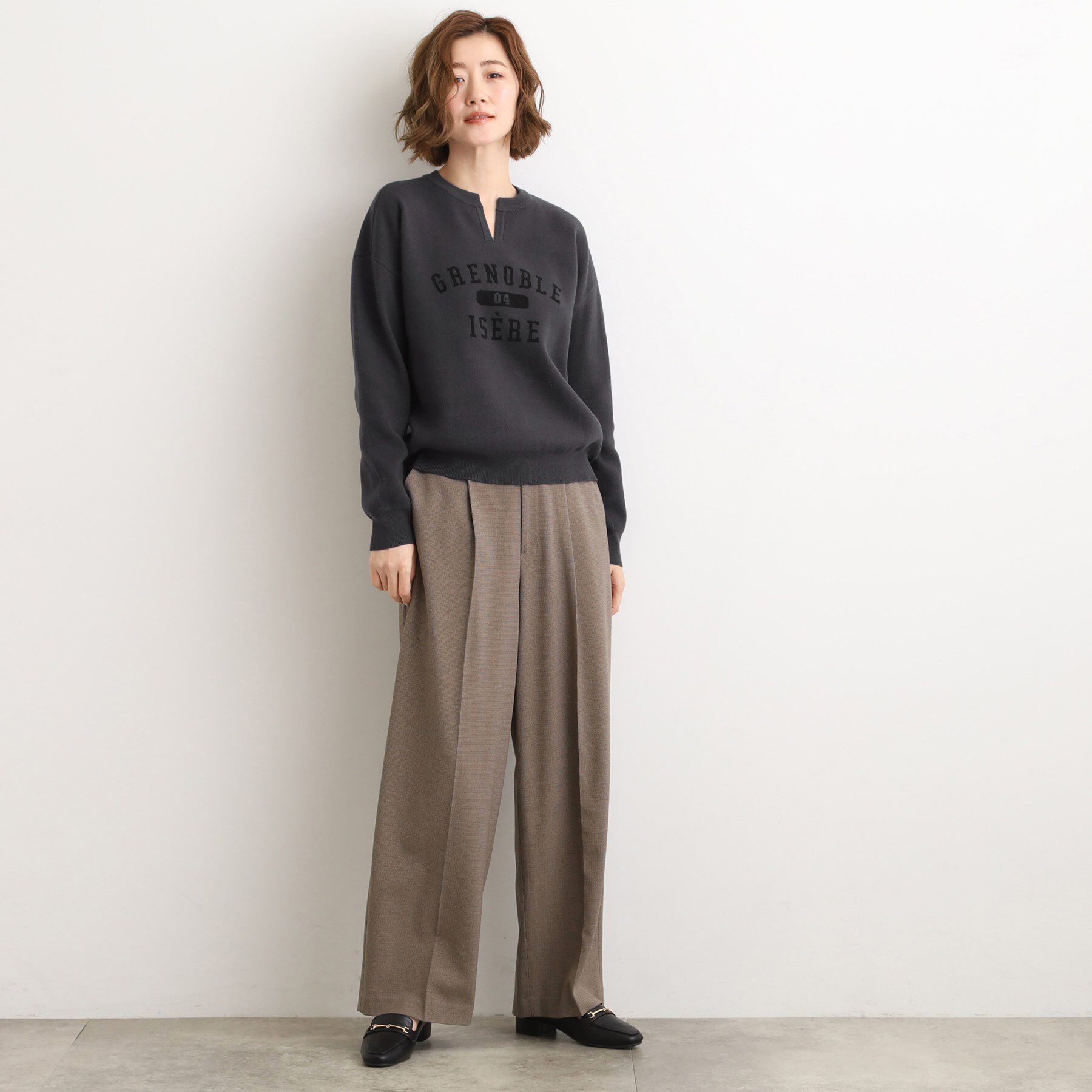 grove「カレッジロゴキーネックニット」|ニット・セーター|