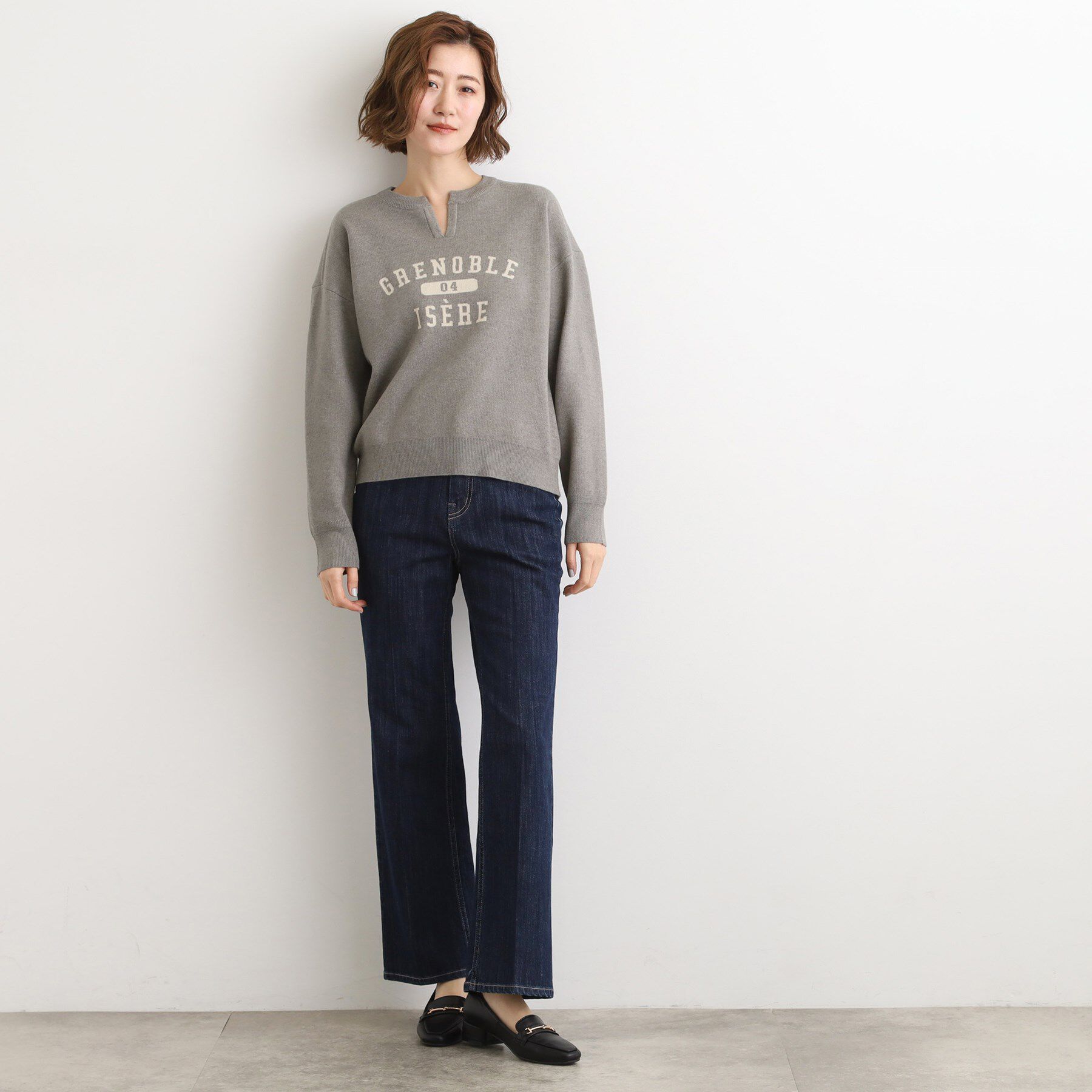 grove「カレッジロゴキーネックニット」|ニット・セーター|